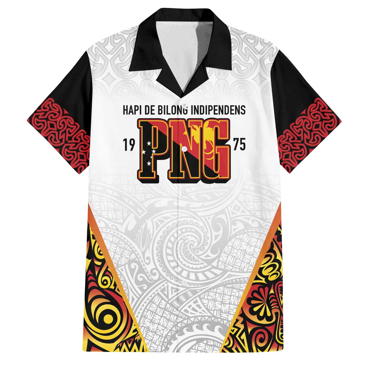 Personalized Papua New Guinea Family Matching Off The Shoulder Long Sleeve Dress and Hawaiian Shirt Hapi De bilong Indipendens PNG