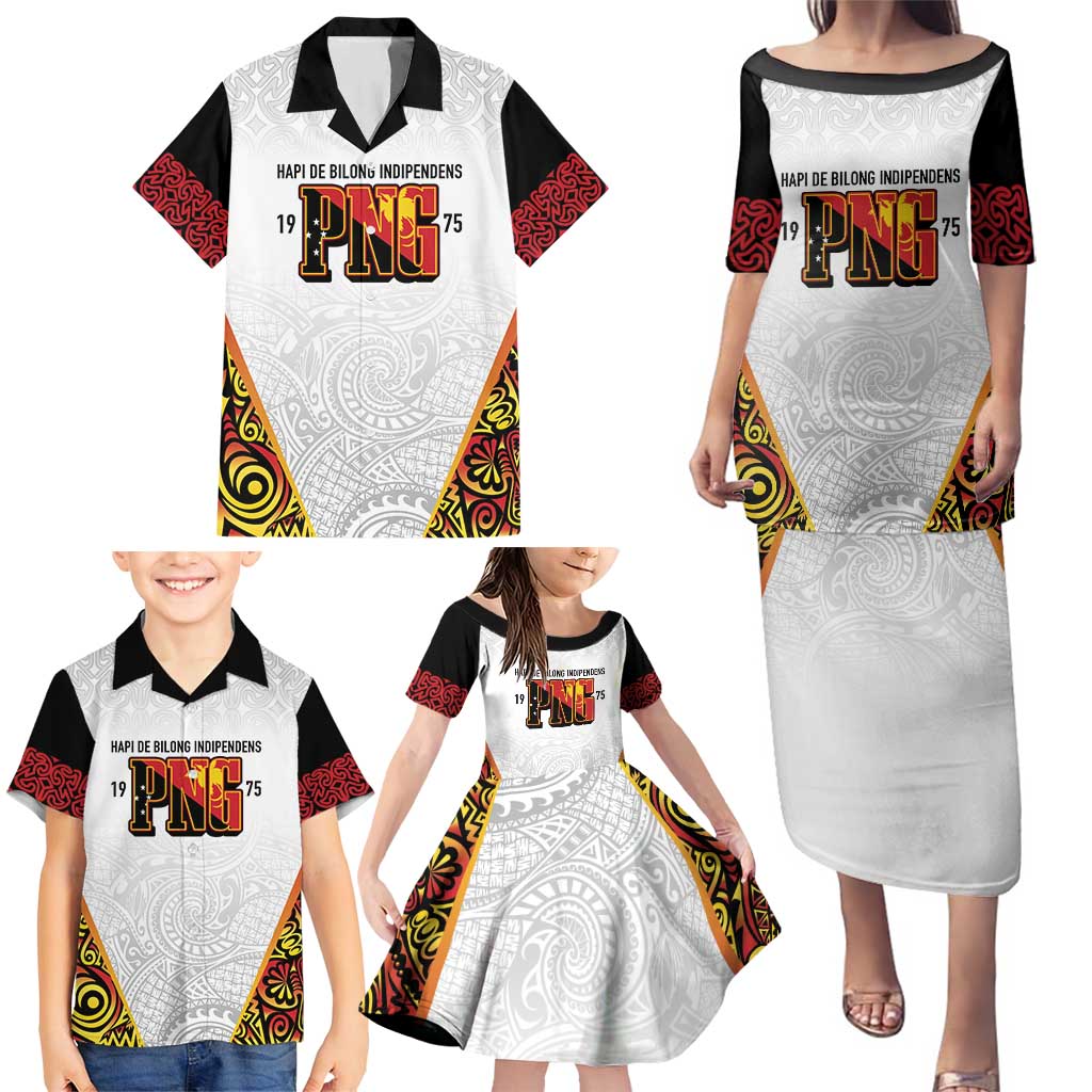 Personalized Papua New Guinea Family Matching Puletasi and Hawaiian Shirt Hapi De bilong Indipendens PNG