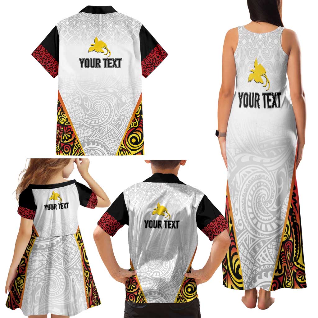 Personalized Papua New Guinea Family Matching Tank Maxi Dress and Hawaiian Shirt Hapi De bilong Indipendens PNG