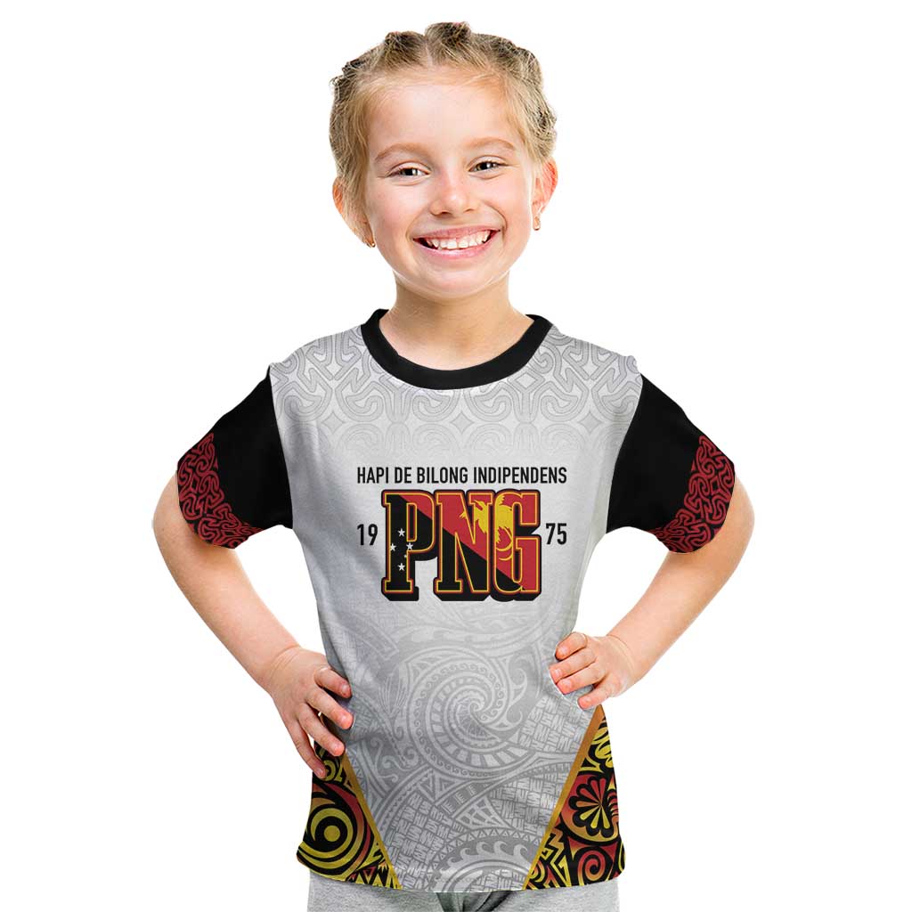 Personalized Papua New Guinea Kid T Shirt Hapi De bilong Indipendens PNG LT7 White - Polynesian Pride