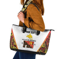 Personalized Papua New Guinea Leather Tote Bag Hapi De bilong Indipendens PNG