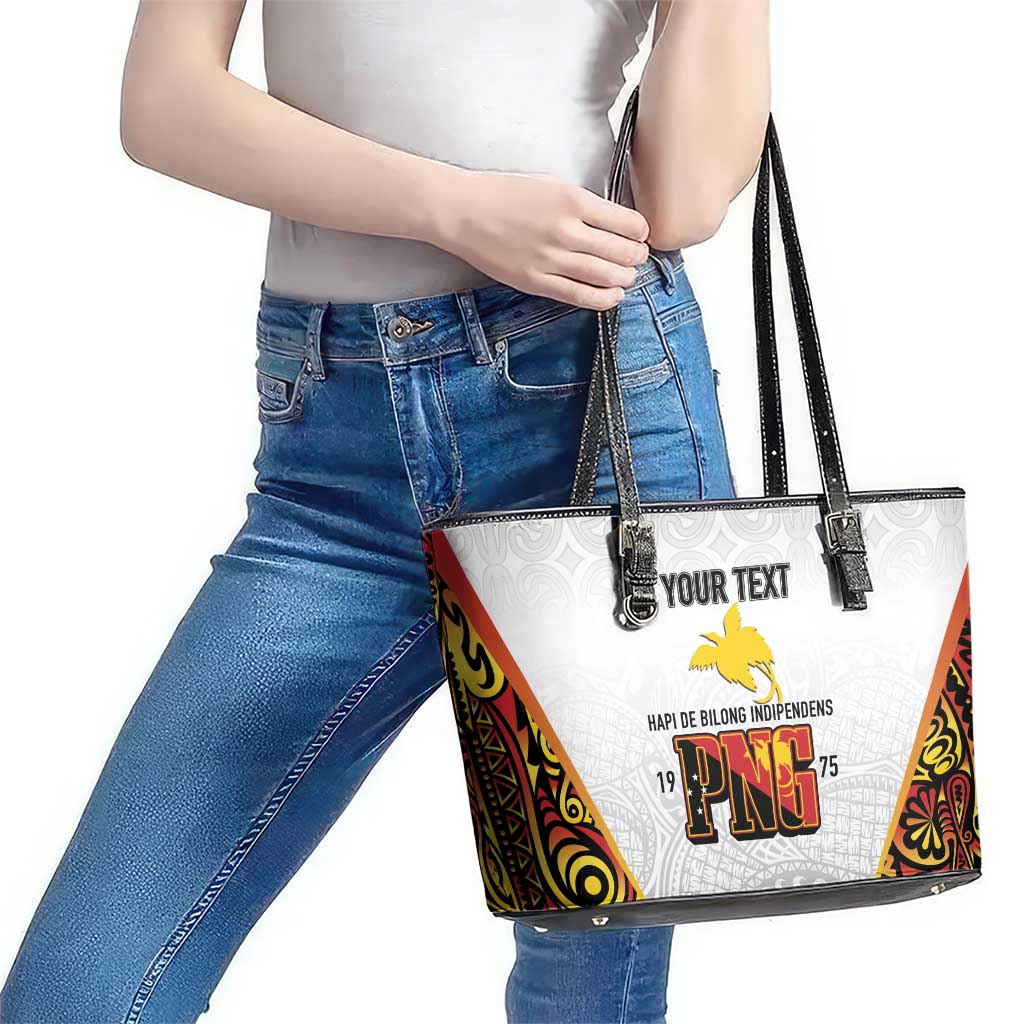 Personalized Papua New Guinea Leather Tote Bag Hapi De bilong Indipendens PNG