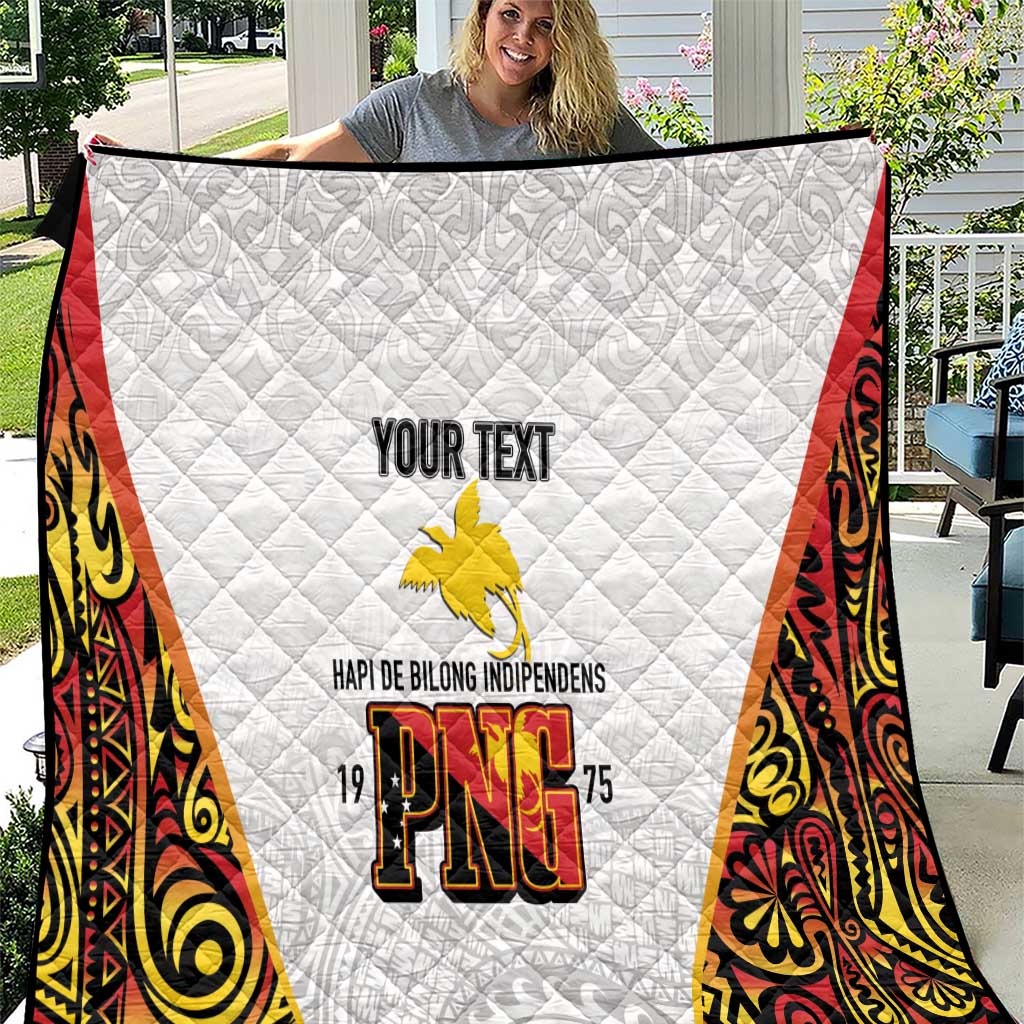 Personalized Papua New Guinea Quilt Hapi De bilong Indipendens PNG LT7 White - Polynesian Pride