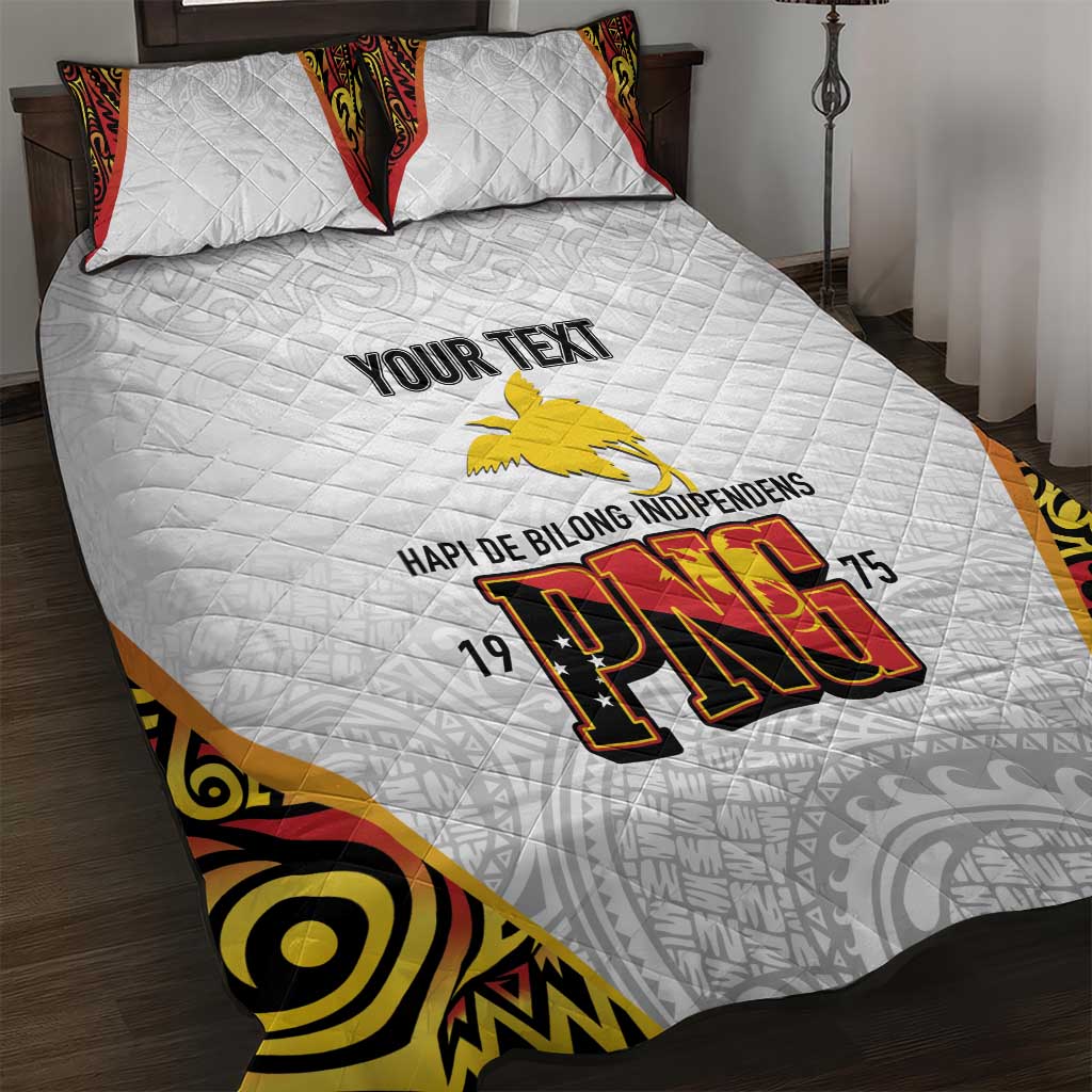 Personalized Papua New Guinea Quilt Bed Set Hapi De bilong Indipendens PNG LT7 White - Polynesian Pride