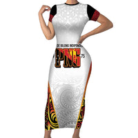 Personalized Papua New Guinea Short Sleeve Bodycon Dress Hapi De bilong Indipendens PNG