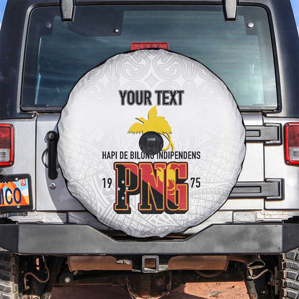Personalized Papua New Guinea Spare Tire Cover Hapi De bilong Indipendens PNG LT7 White - Polynesian Pride