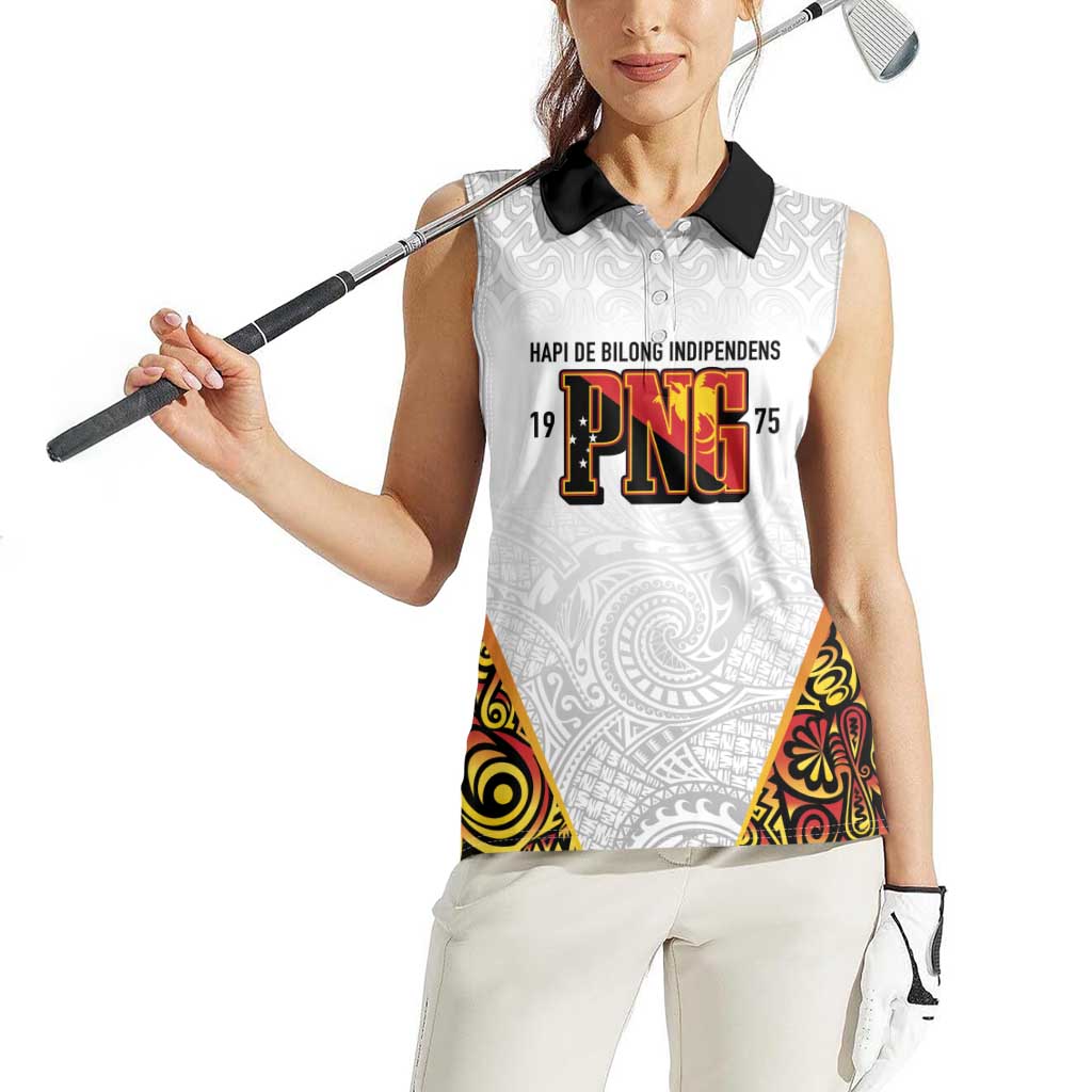 Personalized Papua New Guinea Women Sleeveless Polo Shirt Hapi De bilong Indipendens PNG