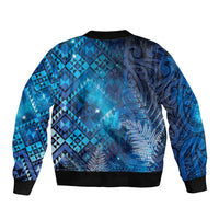 Aotearoa Taniko Matariki Bomber Jacket Cosmic Blue LT7 - Polynesian Pride