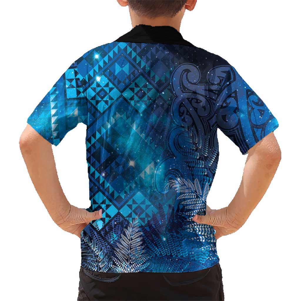 Aotearoa Taniko Matariki Family Matching Mermaid Dress and Hawaiian Shirt Cosmic Blue