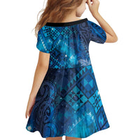 Aotearoa Taniko Matariki Family Matching Mermaid Dress and Hawaiian Shirt Cosmic Blue