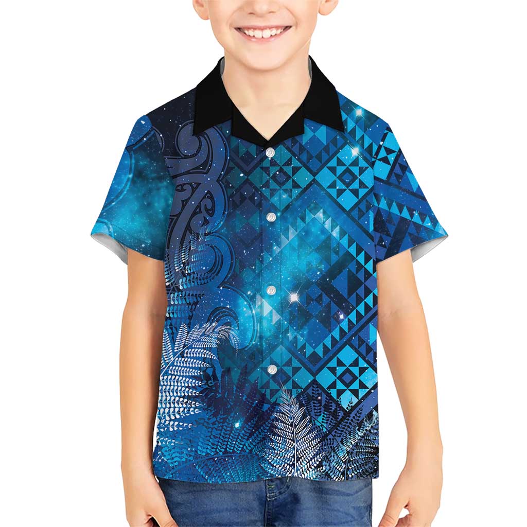 Aotearoa Taniko Matariki Family Matching Mermaid Dress and Hawaiian Shirt Cosmic Blue