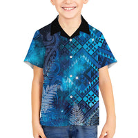 Aotearoa Taniko Matariki Family Matching Mermaid Dress and Hawaiian Shirt Cosmic Blue