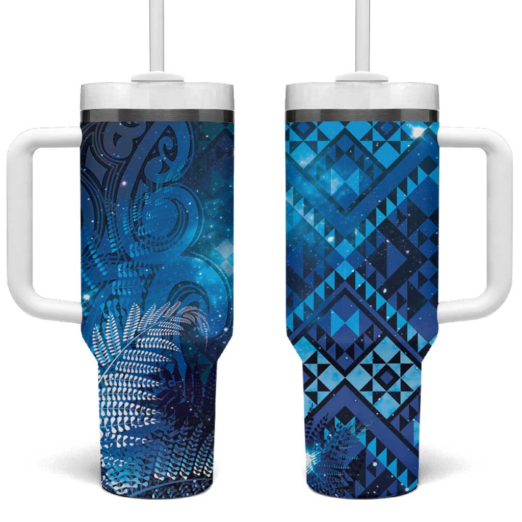 Aotearoa Taniko Matariki Tumbler With Handle Cosmic Blue LT7 One Size: 40 oz Blue - Polynesian Pride