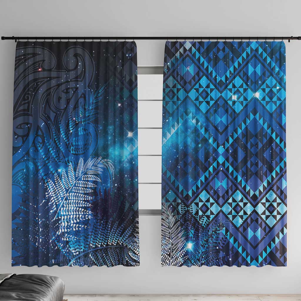 Aotearoa Taniko Matariki Window Curtain Cosmic Blue LT7 With Hooks Blue - Polynesian Pride