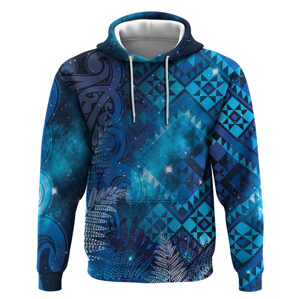Aotearoa Taniko Matariki Zip Hoodie Cosmic Blue LT7 Pullover Hoodie Blue - Polynesian Pride