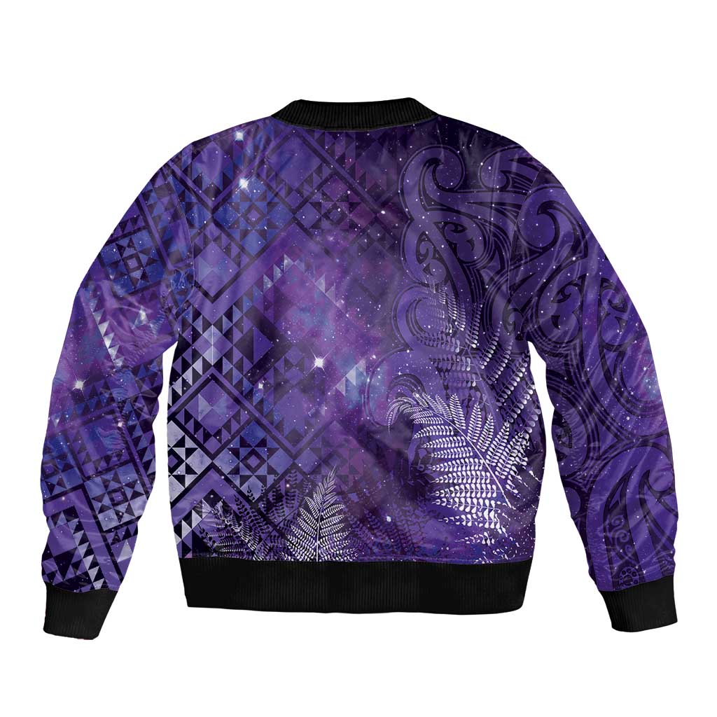 Aotearoa Taniko Matariki Bomber Jacket Cosmic Violet LT7 - Polynesian Pride