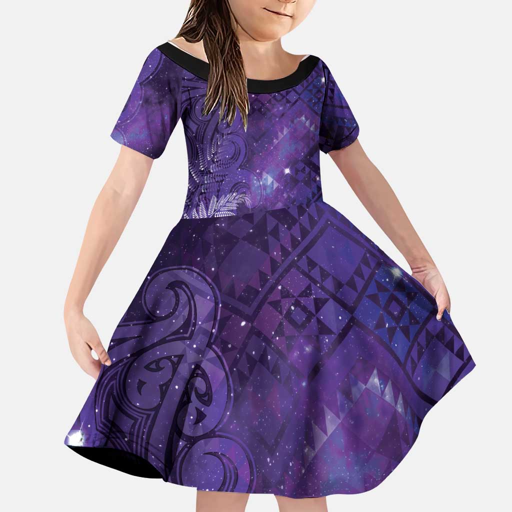Aotearoa Taniko Matariki Family Matching Tank Maxi Dress and Hawaiian Shirt Cosmic Violet