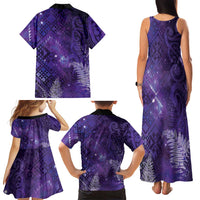 Aotearoa Taniko Matariki Family Matching Tank Maxi Dress and Hawaiian Shirt Cosmic Violet