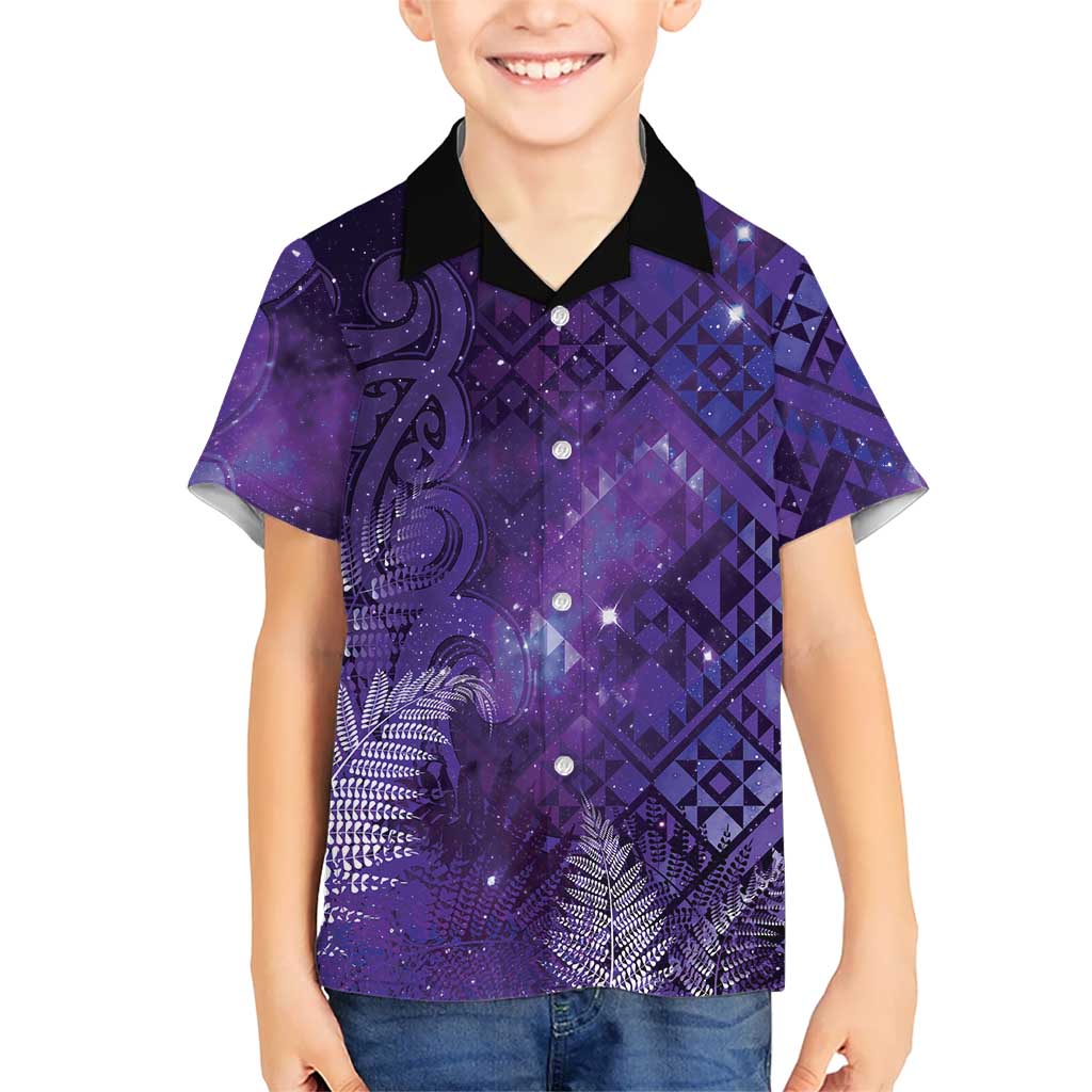 Aotearoa Taniko Matariki Family Matching Tank Maxi Dress and Hawaiian Shirt Cosmic Violet