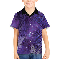 Aotearoa Taniko Matariki Family Matching Tank Maxi Dress and Hawaiian Shirt Cosmic Violet
