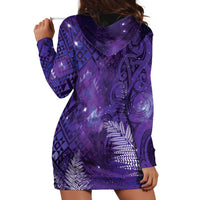 Aotearoa Taniko Matariki Hoodie Dress Cosmic Violet LT7 - Polynesian Pride