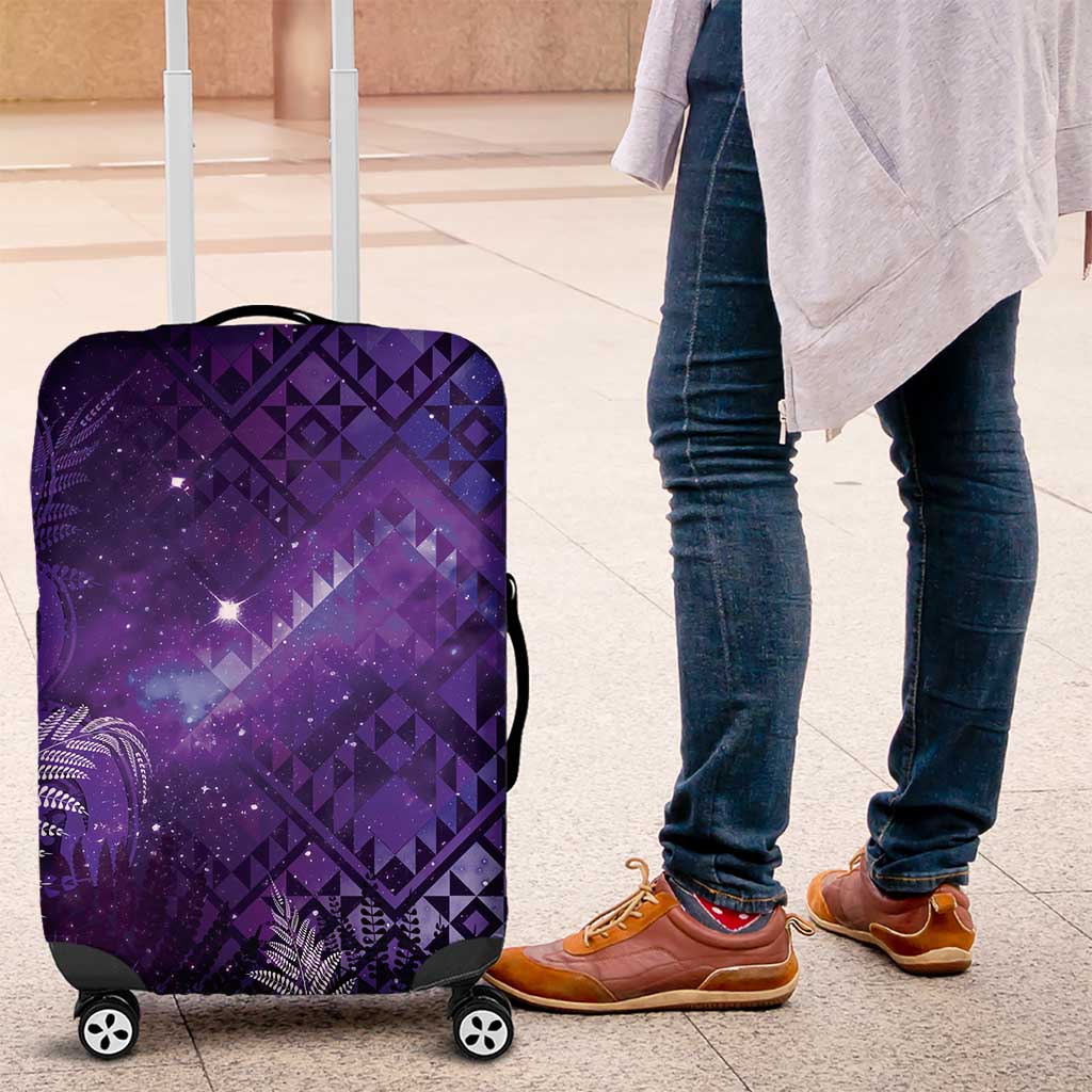 Aotearoa Taniko Matariki Luggage Cover Cosmic Violet LT7 Purple - Polynesian Pride