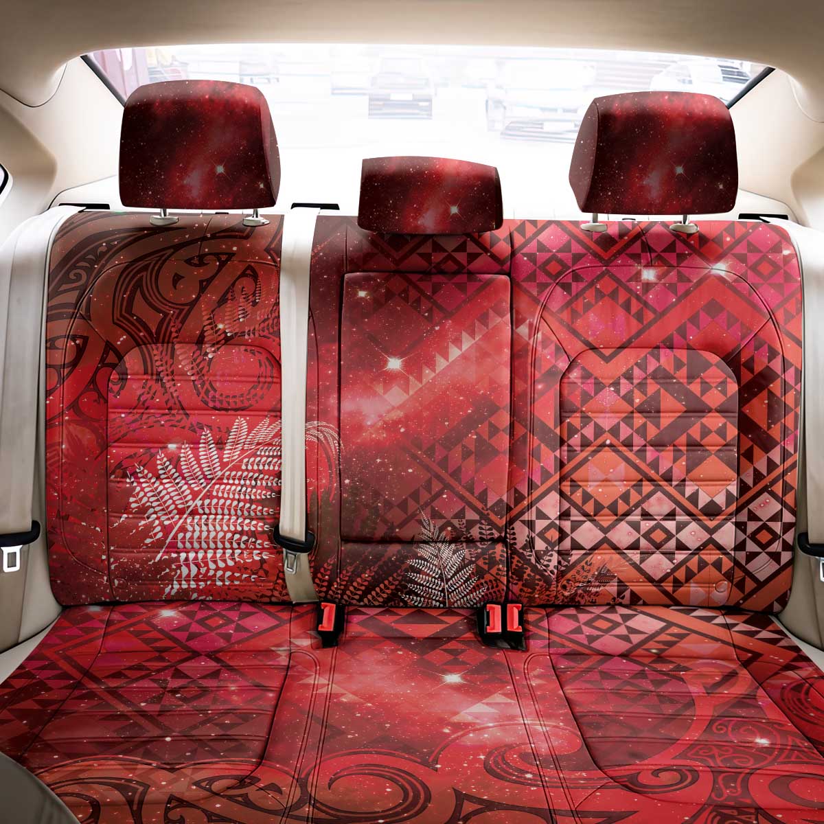 Aotearoa Taniko Matariki Back Car Seat Cover Cosmic Red