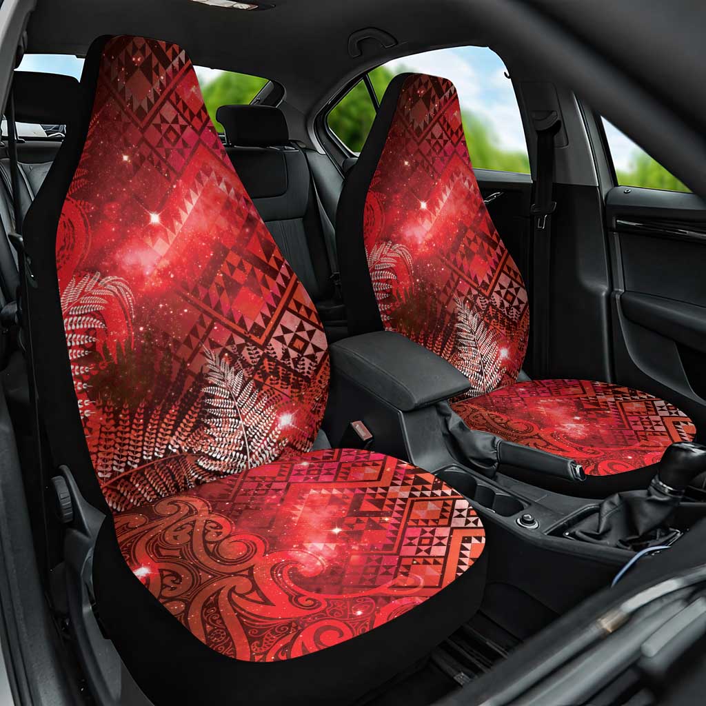 Aotearoa Taniko Matariki Car Seat Cover Cosmic Red LT7 One Size Red - Polynesian Pride