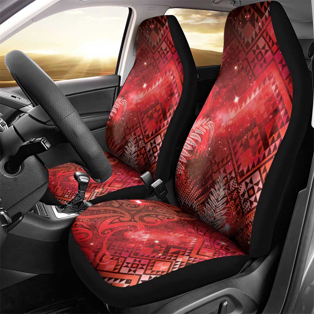 Aotearoa Taniko Matariki Car Seat Cover Cosmic Red LT7 - Polynesian Pride