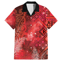 Aotearoa Taniko Matariki Family Matching Off The Shoulder Long Sleeve Dress and Hawaiian Shirt Cosmic Red