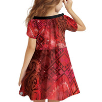 Aotearoa Taniko Matariki Family Matching Summer Maxi Dress and Hawaiian Shirt Cosmic Red