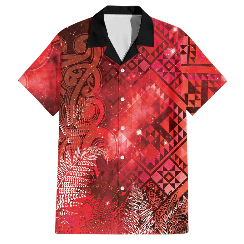 Aotearoa Taniko Matariki Family Matching Summer Maxi Dress and Hawaiian Shirt Cosmic Red