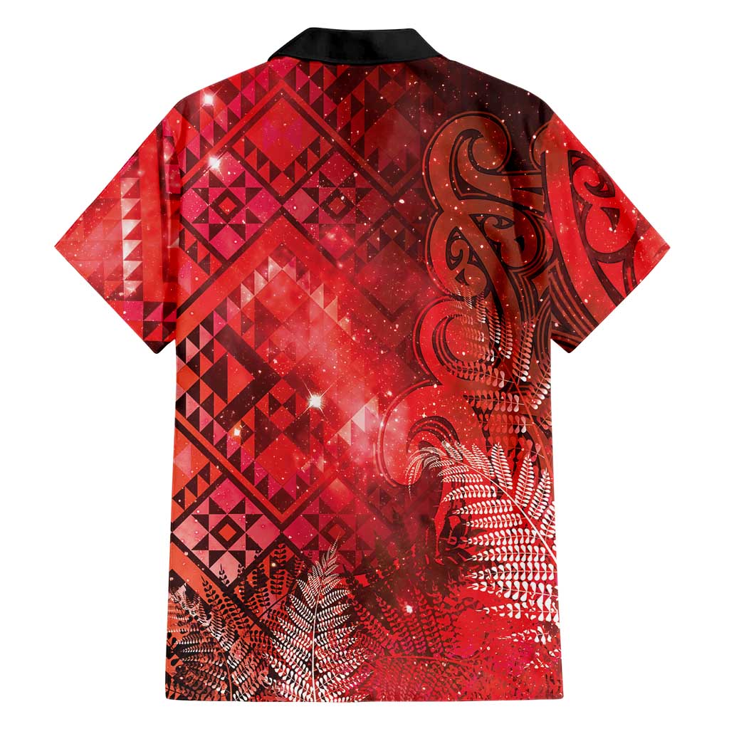 Aotearoa Taniko Matariki Family Matching Summer Maxi Dress and Hawaiian Shirt Cosmic Red