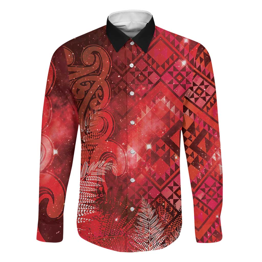 Aotearoa Taniko Matariki Family Matching Summer Maxi Dress and Hawaiian Shirt Cosmic Red