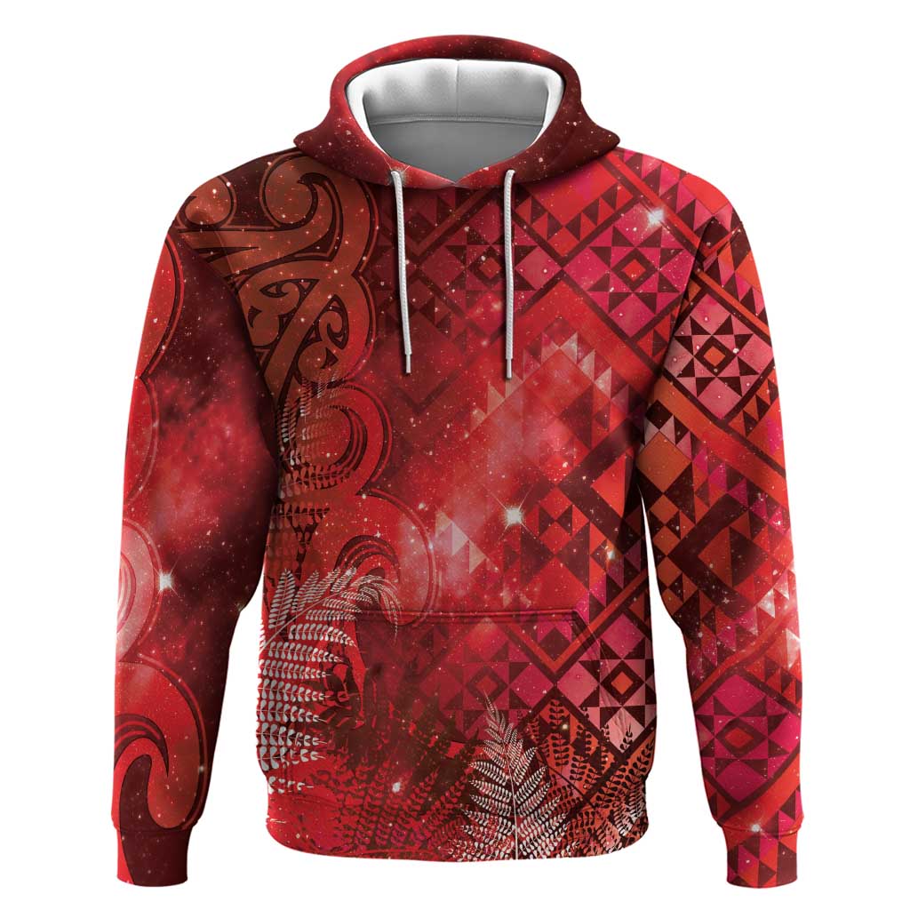 Aotearoa Taniko Matariki Hoodie Cosmic Red LT7 Pullover Hoodie Red - Polynesian Pride
