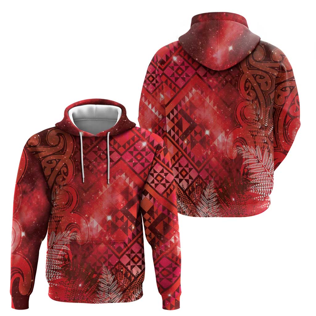 Aotearoa Taniko Matariki Hoodie Cosmic Red LT7 - Polynesian Pride