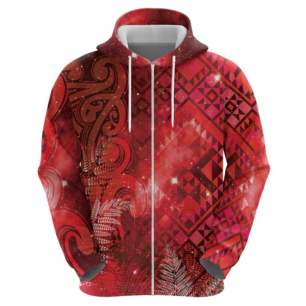 Aotearoa Taniko Matariki Hoodie Cosmic Red LT7 - Polynesian Pride