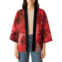 Aotearoa Taniko Matariki Kimono Cosmic Red LT7 - Polynesian Pride