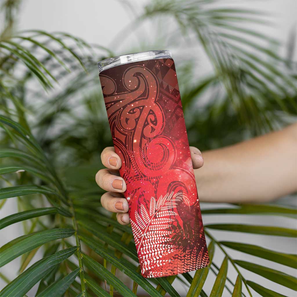 Aotearoa Taniko Matariki Skinny Tumbler Cosmic Red LT7 - Polynesian Pride