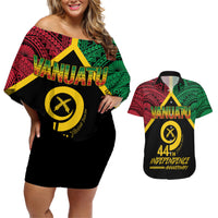 Vanuatu 44th Independence Anniversary Couples Matching Off Shoulder Short Dress and Hawaiian Shirt