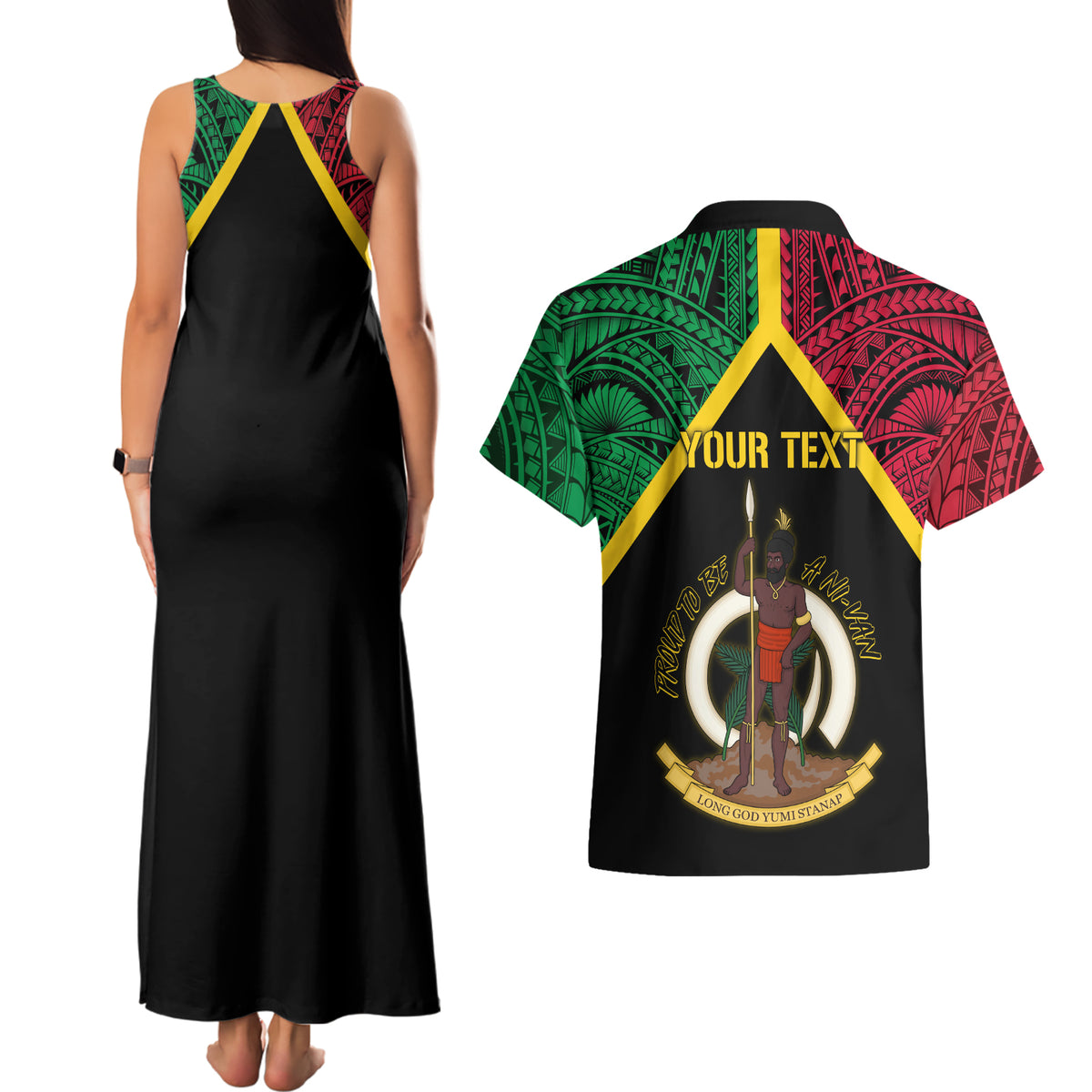 Vanuatu 44th Independence Anniversary Couples Matching Tank Maxi Dress and Hawaiian Shirt