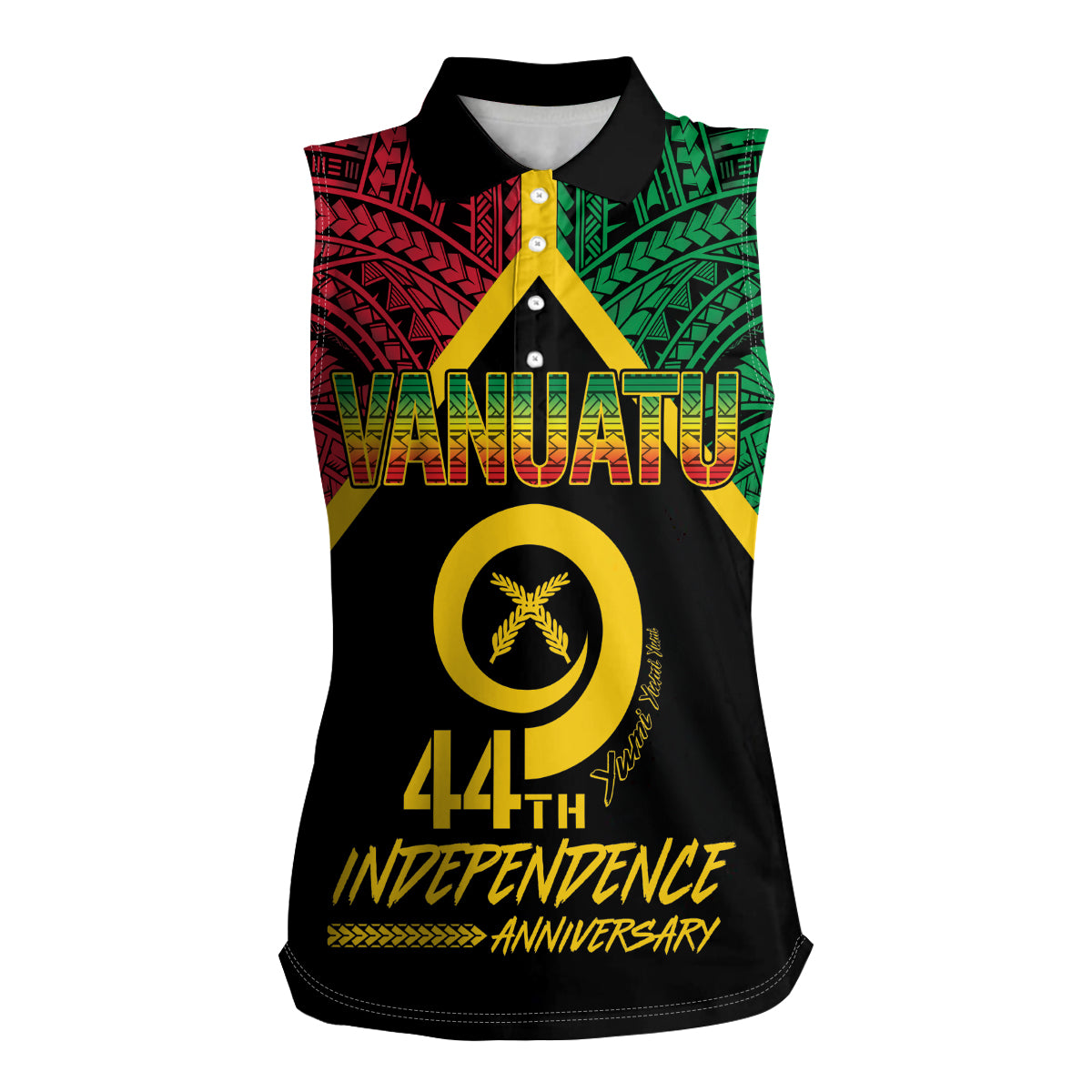 Vanuatu 44th Independence Anniversary Women Sleeveless Polo Shirt LT7 Female Colorful - Polynesian Pride