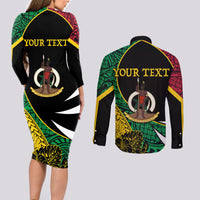 Vanuatu Independence Day Yumi 44 Couples Matching Long Sleeve Bodycon Dress and Long Sleeve Button Shirt