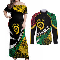 Vanuatu Independence Day Yumi 44 Couples Matching Off Shoulder Maxi Dress and Long Sleeve Button Shirt