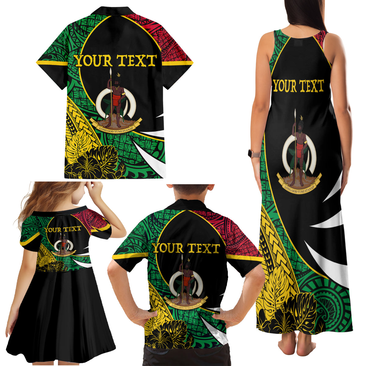 Vanuatu Independence Day Yumi 44 Family Matching Tank Maxi Dress and Hawaiian Shirt
