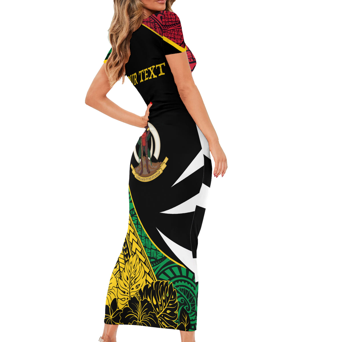Vanuatu Independence Day Yumi 44 Short Sleeve Bodycon Dress