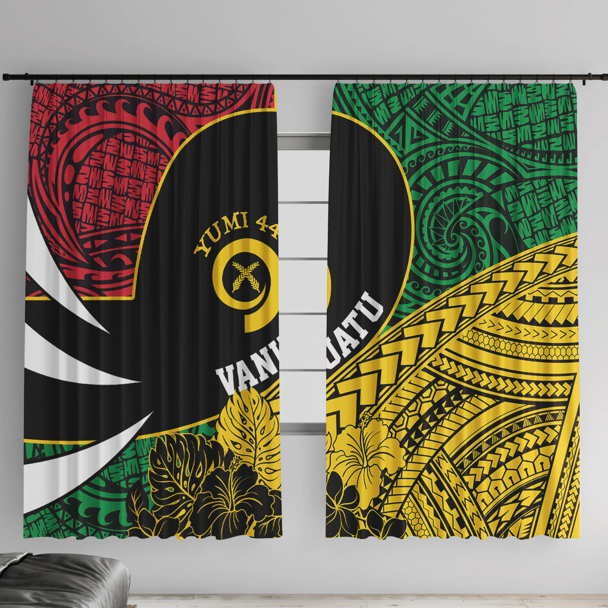Vanuatu Independence Day Yumi 44 Window Curtain LT7 With Hooks Colorful - Polynesian Pride