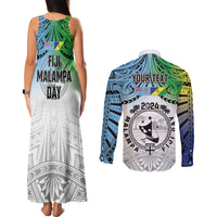 Malampa Fiji Day Couples Matching Tank Maxi Dress and Long Sleeve Button Shirt Gradient Style
