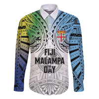 Malampa Fiji Day Family Matching Long Sleeve Bodycon Dress and Hawaiian Shirt Gradient Style