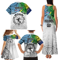 Malampa Fiji Day Family Matching Tank Maxi Dress and Hawaiian Shirt Gradient Style